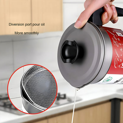 Stainless Steel 1.4L Oil Strainer Pot with Filter & Thick Chassis