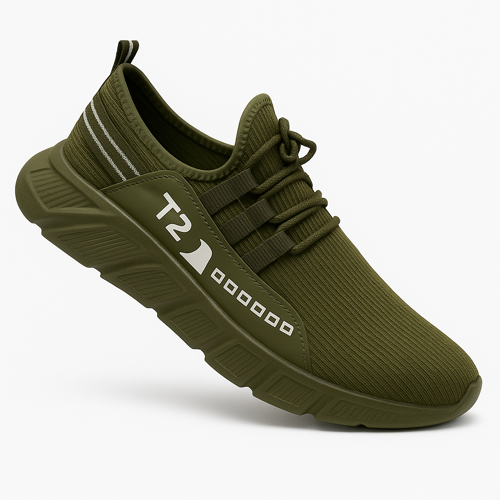 Men’s Green Running Sneakers – Lightweight Breathable Casual Sports Shoes