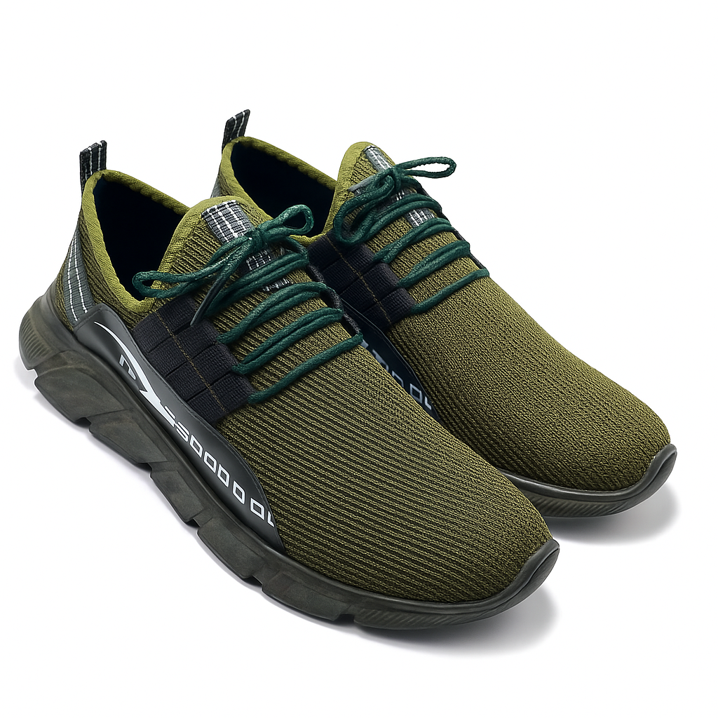 Men’s Green Running Sneakers – Lightweight Breathable Casual Sports Shoes