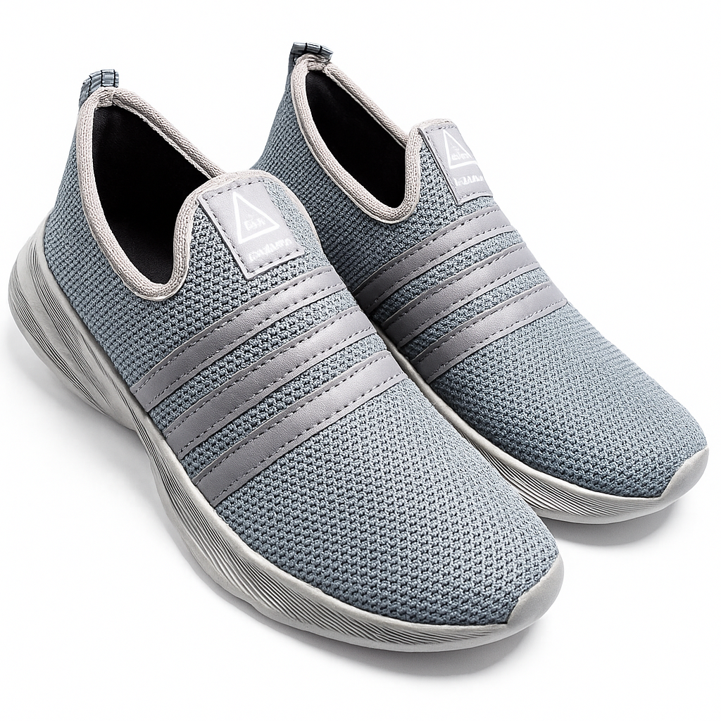 Men’s Breathable Slip-On Grey Casual Sneakers | Lightweight Walking & Running Shoes
