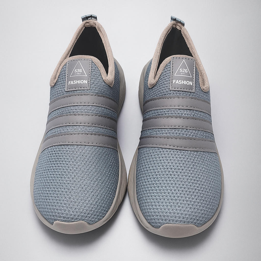 Men’s Breathable Slip-On Grey Casual Sneakers | Lightweight Walking & Running Shoes