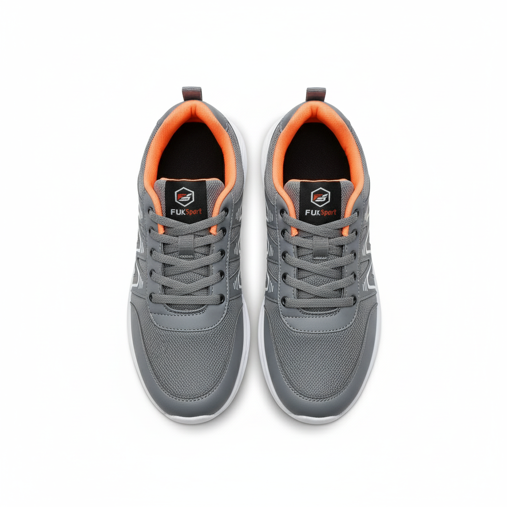 Low-top grey Super Zig Zag sports shoe with reinforced overlays and durable outsole for cricket & gym