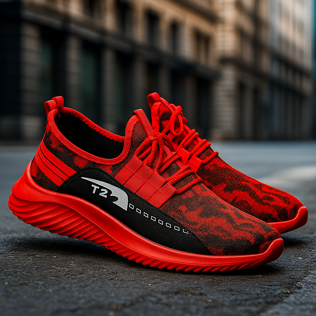 Men’s Red Sports Sneakers – Lightweight Breathable Running & Training Shoes