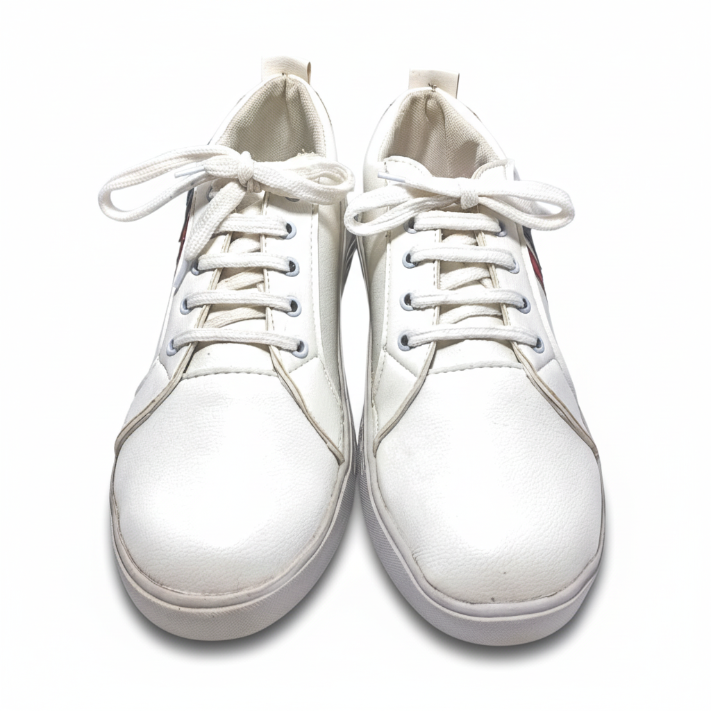 Off White Sneaker with Red & Black Stripes – Unisex Casual Everyday Shoes