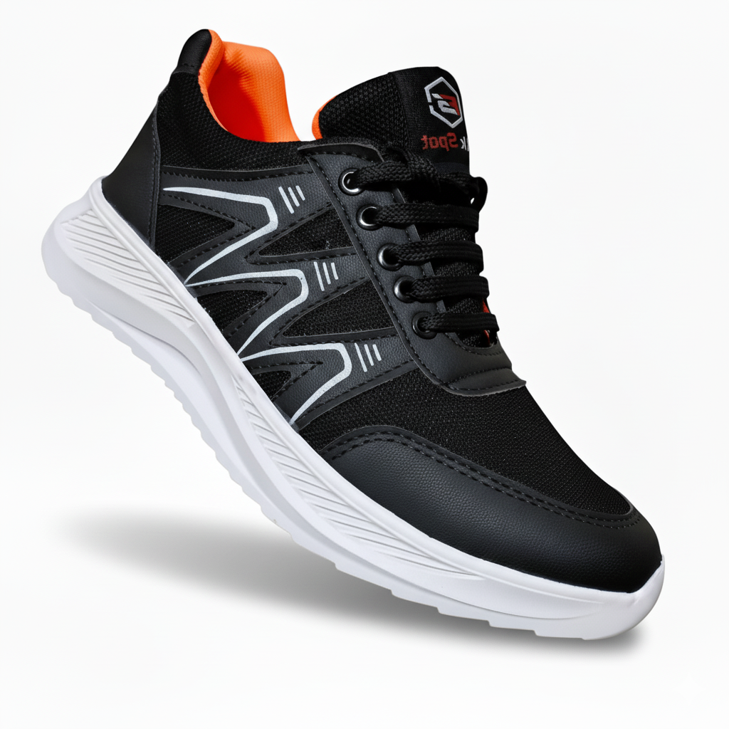 Super Zig Zag Men’s Non-Slip Running Sneakers — Black Lightweight Joggers for Boys & Men.