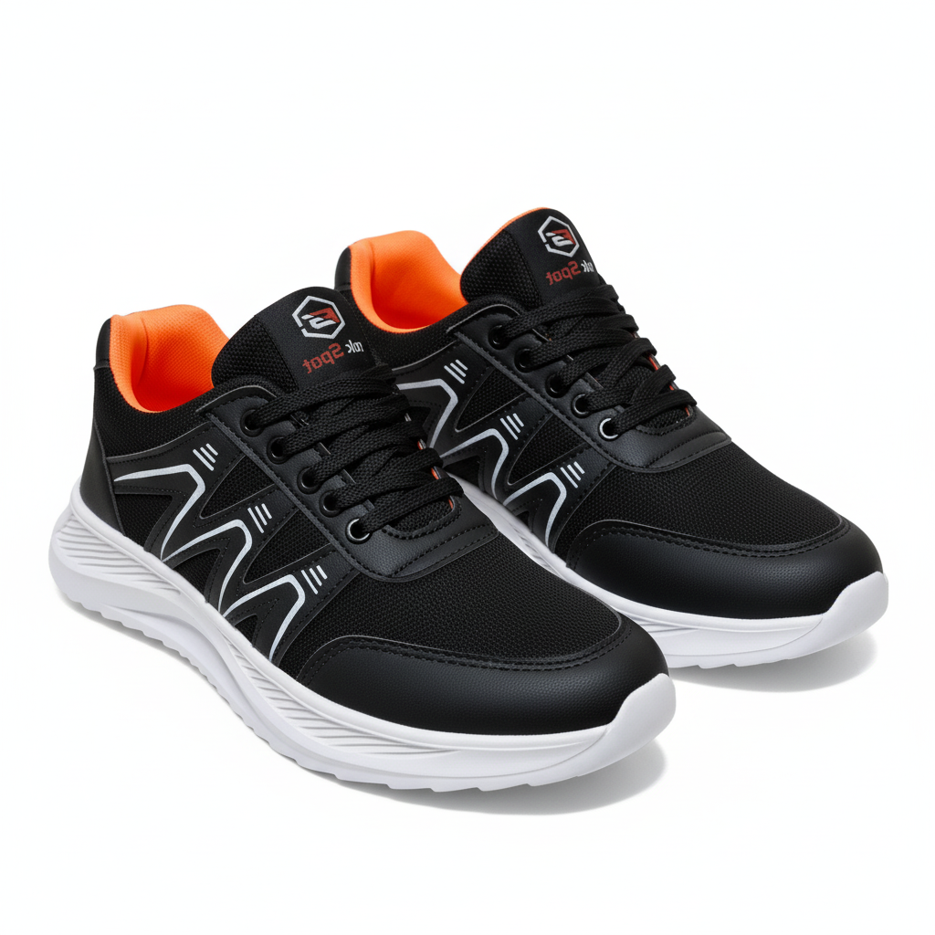 Super Zig Zag Men’s Non-Slip Running Sneakers — Black Lightweight Joggers for Boys & Men.