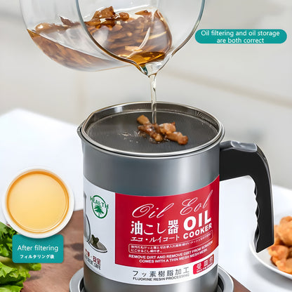 Stainless Steel 1.4L Oil Strainer Pot with Filter & Thick Chassis
