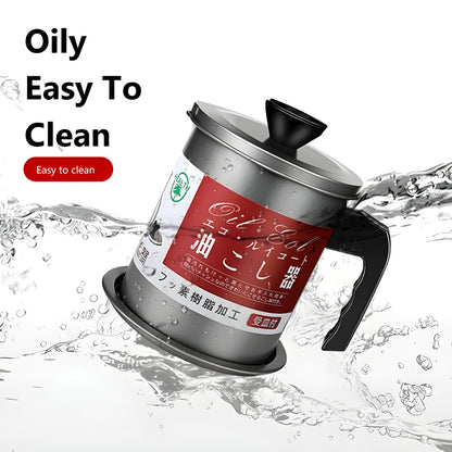 Stainless Steel 1.4L Oil Strainer Pot with Filter & Thick Chassis