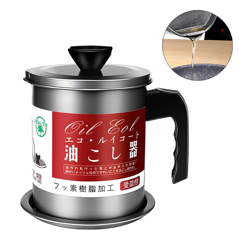 Stainless Steel 1.4L Oil Strainer Pot with Filter & Thick Chassis